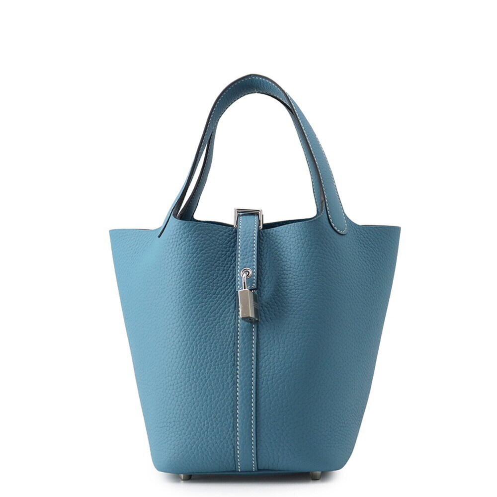 Hermes Picotin Lock PM handbag, New Blue Jean, Taurillon Clemence leather, G ...